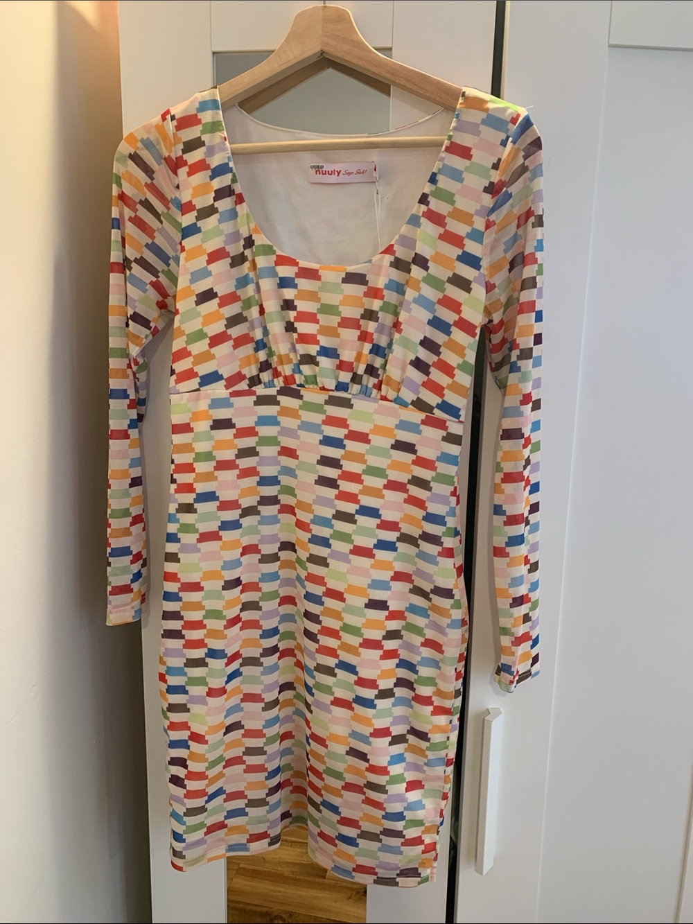 Lisa Says Gah Multicolor Geometric Long Sleeve Lara Mini Dress